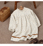 MQTIME  -  New Fall/Winter Fleece-Lined Corduroy Floral Long-Sleeve Dress For Girls New French Lace Stand-Up Collar Children's Dresses