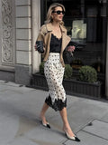 MQTIME  -  Fashion Lace Patchwork Long Skirt Women's Slim High Waist Commute Elegant Party Y2k Skirt Female Summer Maxi Skirt
