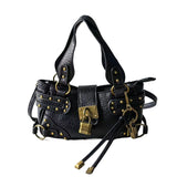 MQTIME  -  Retro Metal Rivet Buckle Lock Y2K Fashion Handbag Wallet Phone Storage Bag Crossbody Bags Shoulder Bag Purse Woman Bags
