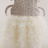 MQTIME  -  Baby Girls Tulle Dress Children's Evening Formal Communion Prom Gown Kids Puff Sleeve Mesh Vestidos Toddler Birthday Costume