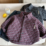 MQTIME  -  Kids Baby Boys Jacket Turn Down Collar Thicken Warm Toddler Boys Plaid Parkas New Winter Little Boys Outerwear Coat