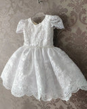 MQTIME  -  White Green Flower Girl Dress For Wedding Applique Tulle Short Sleeve Pearl Princess Kids Birthday First Communion Ball Gown