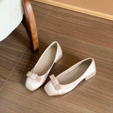  MQTIME  -  Sweet Butterfly-knot Women Satin Mary Jane Shoes Concise Slip On Low Heel Party Shoes New Spring Autumn Ladies Dress Pumps