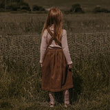  MQTIME  -  Autumn New Girls Corduroy Brown Strapless Dress Retro Casual Back Cross Straps Elastic Waist Sleeveless Dresses Kids Clothes