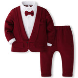 MQTIME  -  2Piece Spring Fall Boys Outfit Set Korean Fashion Gentleman Suit Red Tie Coat+Pants Newborn Clothes Baby Luxury Clothing BC1762