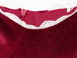 MQTIME  -  French autumn and winter velvet camisole dress wine red puffy dress waist cinching sweet ballet style dress birthday gown