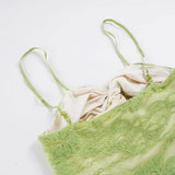 MQTIME  -  Y2k Solid Lace Patchwork Spaghetti Strap Sleeveless Slim All Match Thin Lace Patchwork Tanks