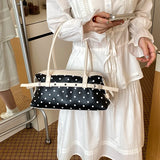  MQTIME  -  Korean Style Polka Dot Small PU Leather Top Handle Bag Ladies Contrast Color Shoulder Crossbody Bags New Trend Handbag