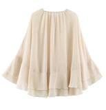 MQTIME  -  Chiffon Ruffle Kimono Cardigan Women Tie Neck Loose Sheer Cover Up Flare Layered Sleeve Shawl Lady Beach Sun Protection Top