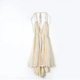MQTIME  -  Sexy Backless Lace Halter Dress Summer femme V Neck Mini Party Dress Ruffle Lace Up Back Beach Sundress