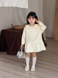 MQTIME  -  New Spring Baby Girls Preppy Style Dress Long Sleeve Embroidery Children Ruffles Sweatshirt Dresses