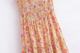 MQTIME  -  Straps Boho Dress Sleeveless Floral Printing Beach Dress Rayon A-line Lace-up Maxi Vestidos Gypsy Summer Dress