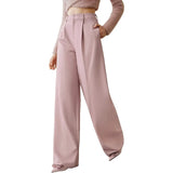 MQTIME  -  Elegant High Waist Wide Leg Women's Casual Spring Summer Loose Business West Pants Female Fashionable Commute Polyester