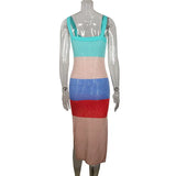  MQTIME  -  Summer Y2k Clothes Sexy Vacation Dress Sleeveless Spaghetti Strap Contrast Side Split Hollow Out Dresses for Women