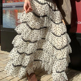MQTIME  -  Polka Layered Mesh Cake Skirt for Women's Autumn and Winter New High Waisted A-line Fluffy Half Skirt
