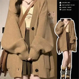MQTIME  -  New Autumn Winter Sweater Women's High End Loose Knitting Cardigan Lazy Vibe Long Loose Sweater