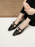 MQTIME  -  Vintage Brown Soft Leather Mules Women Square Toe Buckle T Strap Low Heel Slingback Slippers Female Casual Outdoor Slides Shoes