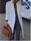 MQTIME  -  Luxurious Coat Double-Breasted Woolen Blend Coat Mid-Length Thermal Insulated Coat Classic-Style Loose Fitted Overcoat