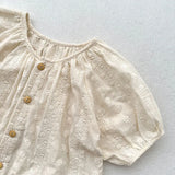 MQTIME  -  New Kid's Baby Summer Blouse Sweet Embroidery Floral Girls Short Sleeve Shirt Base Tops Children's Outdoor Clothes 1-6T