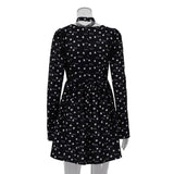 MQTIME  -  Sexy Slim Print Women Dress Fashion Square Collar Long Sleeve Mini Dress Elegant High Waist Pleated Skirt 2024 Lady Robes