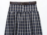  MQTIME  -  With Belt Long Skirts For Women Fashion New Vintage Plaid Midi Skirt High Street Casual Pleated Chic Midi Skirts Mujer ﻿
