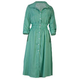 MQTIME  -  Elegant Blue Stripe Skirt Sets for Women 2 Pieces Fashion Long Sleeve Button Short Shirt and High Waist Pleated Skirts