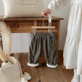  MQTIME  -  Winter New Children Warm Pants Solid Boys Girls Plus Velvet Thick Harem Pants Baby Fleece Corduroy Trousers Kids Clothes