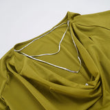 MQTIME  -  Metal Chain Backless Drape Patchwork Bodycon Mini Dress Women Sexy Batwing Sleeve Wrap Hips Slim Party Clubwear Vacation Outfits
