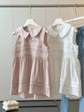  MQTIME  -  Summer Casual Peter Pan Collar Sleeveless Solid Loose All Match French Tanks