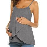 Mqtime Women Pregnant Strappy Vest Nursing Tops Maternity Breastfeeding T-Shirt Summer Fashion Pregnancy Wear