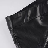 MQTIME  -  Faux Leather Mini Shorts Women Black Button Detail Zipper Pockets Low Rise Casual Going Out Club Party Night Out Outfit