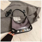  MQTIME  -  Shiny Stone Mini Handbag Crossbody Bag Shoulder Bags American Retro Big Wallet and Phone Storage Bag Woman Bags Purse