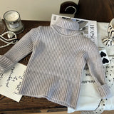  MQTIME  -  Toddler Girls Sweater New Winter Solid Color Thicken Warm Infant Baby Girls Knitwear Versatile Turtleneck Kids Boys Pullovers