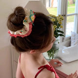MQTIME  -  Sweet Cherry Bow large Intestine Scrunchie For Women Girls Hair Tie Cute Ornament Hair Band Rubber Band Fashion Hair Accessories