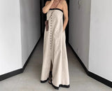  MQTIME  -  Vacation Style Cotton and Linen Strapless Skirt Autumn High-end Loose Color A-line Dress for Women