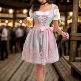 MQTIME  -  Women 2024 New Pink Bowknot Lace Up Oktoberfest Cosplay Suits Party Costume German Beer Stage Performance Costume Apron Dress