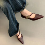 MQTIME  -  Spring Pointed Toe Mary Jane Women Pumps Shallow Belt Shoes Buckle Thin Mid Heels Fashion Ladies 2025 New Arrivals Dress Pumps