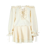  MQTIME  -  Off Shoulder Ruffles Patchwork Strapless Bodycon Mini Dress Women's Solid Sexy Outfit Party Clubwear Sexy Club Dresses