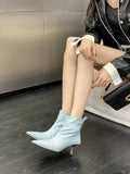 MQTIME  -  Sexy Women Ankle Boot Fashion Pointed Tip High Heeled Boots for Woman Luxury French Style Casual Shoe Designer Shoes Botas Mujer