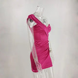  MQTIME  -  Irregular Solid Color Strapless Deep V Sexy Dress Women High Waist Slim Short Dress Female Spring Party Clothing 2026