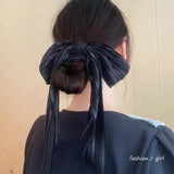 Mqtime Fashion Solid Color Hair Scrunchies For Girl Summer Bow Scrunchies Korean Pontail Scarf Hair Ties Hair Accessories Hairband