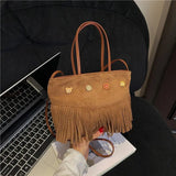 MQTIME  -  Retro Cute PU Tassels Bear Button Crossbody Bag Shoulder Bags Storage Bag Wallet Women's Bags Handbags Purse