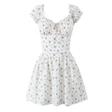 MQTIME  -  Summer New Style Strap Sweet Fragmented Flower Waist Bubble Sleeve Slimming Dress Short Skirt