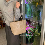 MQTIME  -  Hanrted Large Capaci Basket Bag Orange Jasmine Spring Summer Handheld Beach St Woven Bag Korean Sle oulder Bag