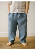MQTIME  -  Boys Casual Linen Straight Pants Spring Summer New Children's Elastic Waist Loose Pants Trousers With Pockets Kids Clothes