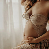  MQTIME  -  Maternity Dress Photoshoot for Pregnancy Baby Shower Photography Outfit Two-piece for Boutique Maternity Bump Friendly Dresses