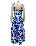 MQTIME  -  Summer Print Long Dress Women Clothing Lace Up Party Dresses Pattern Spaghetti Strap Ladies V-Neck Beach Sundress