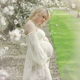  MQTIME  -  Summer Slash Neck Lace Maternity Pregnancy Photography Dresses Open Front Off-the Shoulder Pregnant Woman Photoshoot Dress