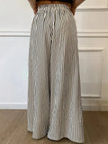 MQTIME  -  Women s Boho Chic Floral Print Wide Leg Palazzo Pants High Waist Loose Fit Trousers with Pockets and Belt Detail
