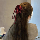 Mqtime Korea Vintage Velvet Long Headbands for Women Girls Scrunchie Colorful Bow Knot Hair Bands Cute Hair Accessories New